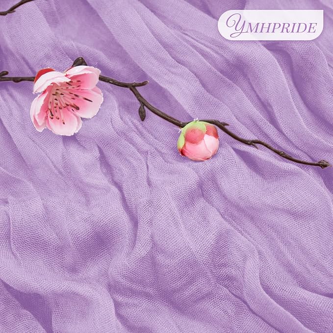 YMHPRIDE 12 Pack Cheesecloth Table Runner 35x120in Lavender Table Runner | Boho - Image 3