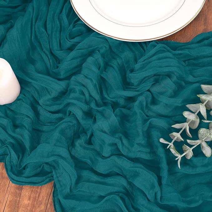 Pesonlook Cheesecloth Table Runner Teal, 10 Pack 17.7x108 inch, Long | Rustic - Image 9