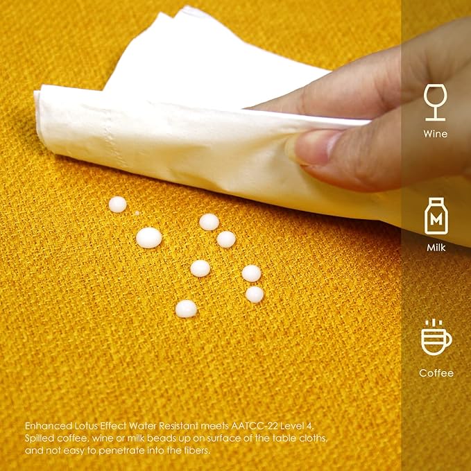 BALCONY & FALCON Square Tablecloth - Small Waterproof Table Cloth, Wrinkle Resistant Table Cover Linen Fabric Tablecloths for Dining Kitchen Halloween and Outdoor Decoration (Golden, 47"x47")