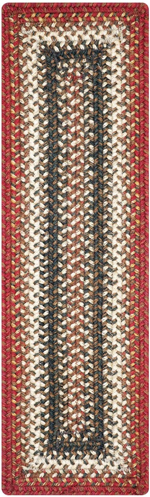 Homespice Chester Jute Braided Stair Treads for Wooden Steps, Country Cabin Decor, Set of 13, Red 8x28 Rectangle Rug for Stairs - Easy to Clean, Tightly Stitched and Durable