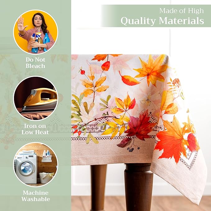 Maison d' Hermine Table Cloth Rectangle Table 100% Cotton 54 x 72 Inches Fall Tablecloth Reusable Everyday Use for Thanksgiving Christmas Decorations Dining Farmhouse Party (Amarante)