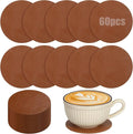 60 Pcs PU Leather Coasters, 4 Inch Round Leather Coasters 10 mm Thickness Brown by Unknown