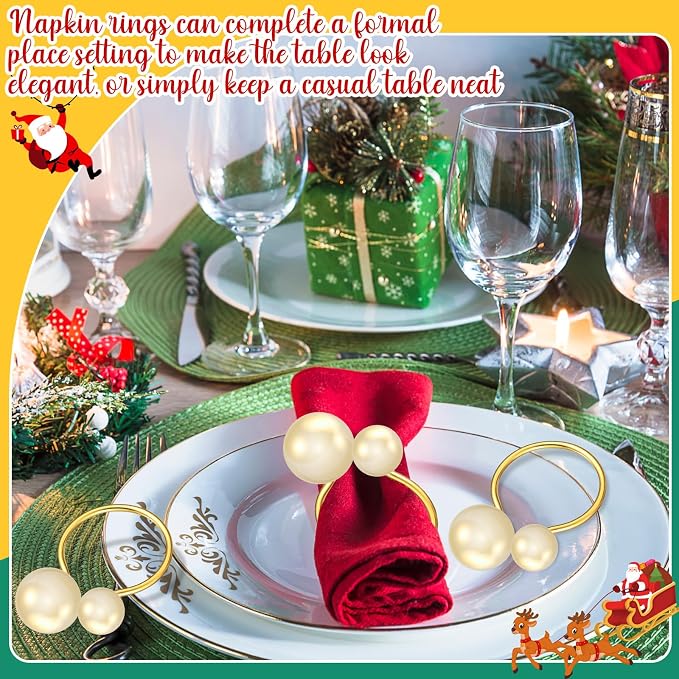 Sliner 48 Pcs Pearl Napkin Rings - Image 4