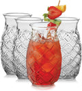 Libbey Tiki Pineapple Glasses Set of 4, Textured 17 Ounce Tiki Glasses by Libbey