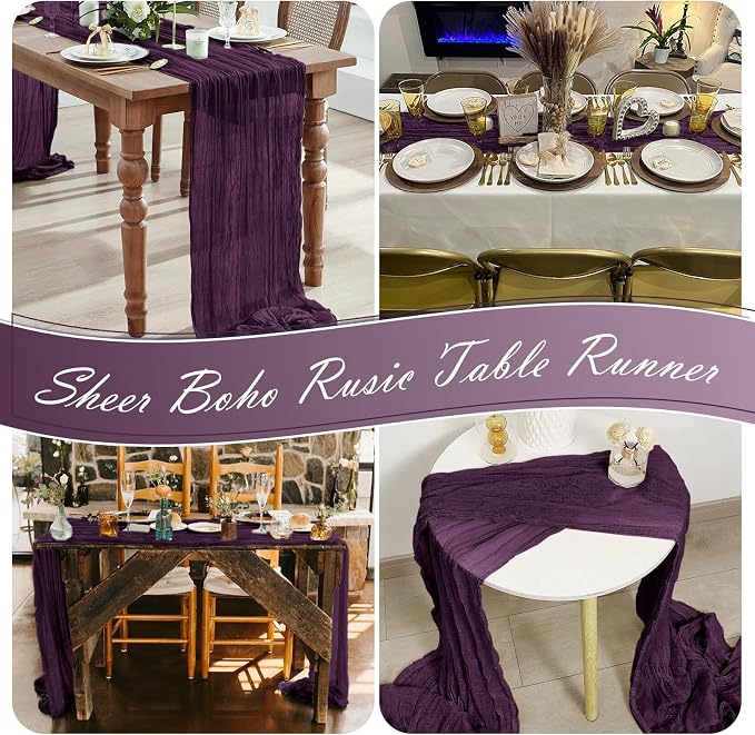 30 Pack Dark Purple Cheesecloth Table Runner 17 x 108 inch Cheese Cloth Table - Image 7