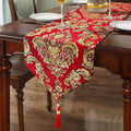 Burgundy Chenille Table Runner 98" Embellished Jacquard by HeMiaor