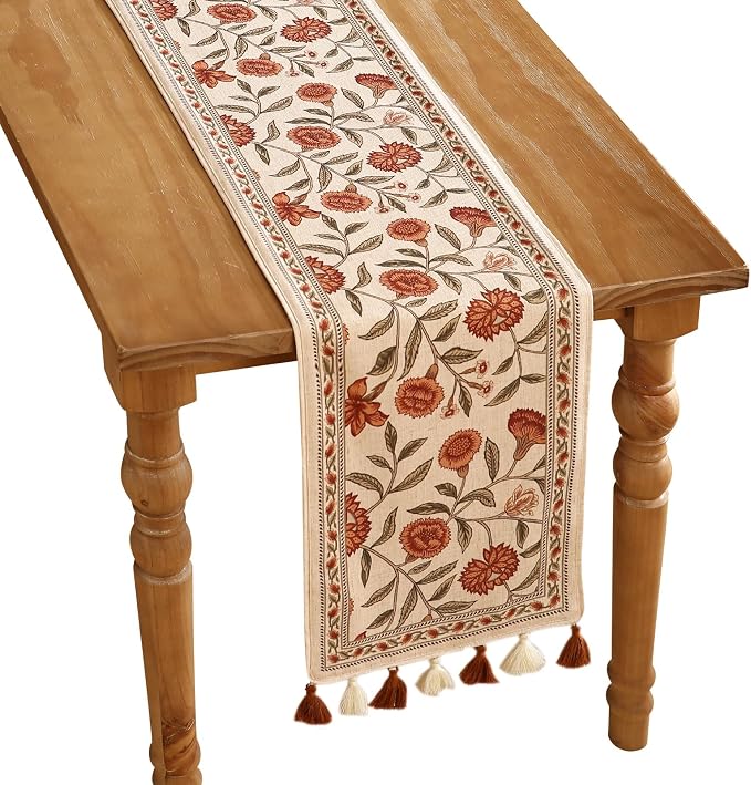 Designer French Linen Extra Long Table Runner, Kitchen Decor, Dining Table by Isaennehomedecoration