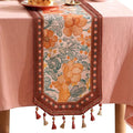 bilin gaier Designer Vintage Orange Floral Small Table Runner, French Farmhouse by bilingaier