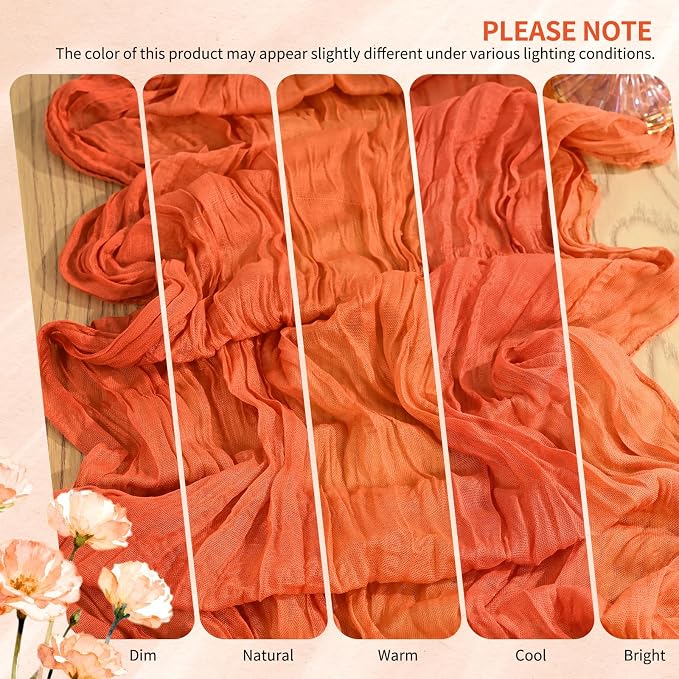 30 Pack Cheesecloth Table Runner 10FT Orange Table Runner Boho Gauze Cheese - Image 7