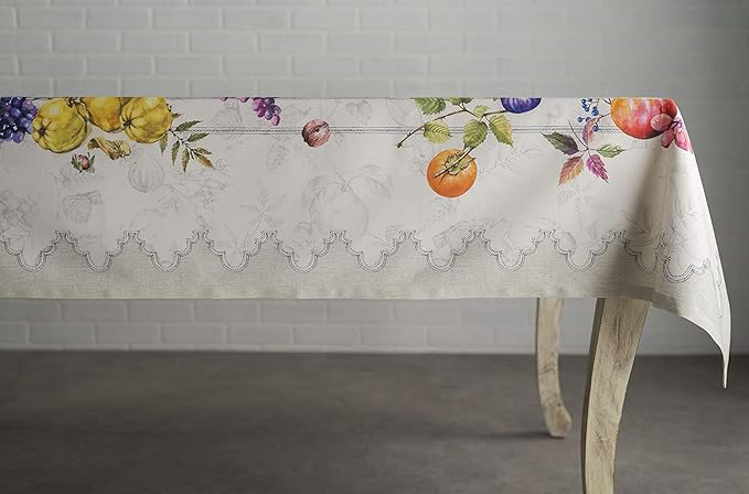 Maison d' Hermine Table Cloth Square Table 100% Cotton 60 x 60 Inches Fall Tablecloth Reusable Everyday Use for Thanksgiving Christmas Decorations Dining Farmhouse Party (Fruit D'Hiver)