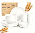 Wheat Straw Plates and Bowls Sets of 16，Unbreakable Dinnerware Sets by Perlapoc