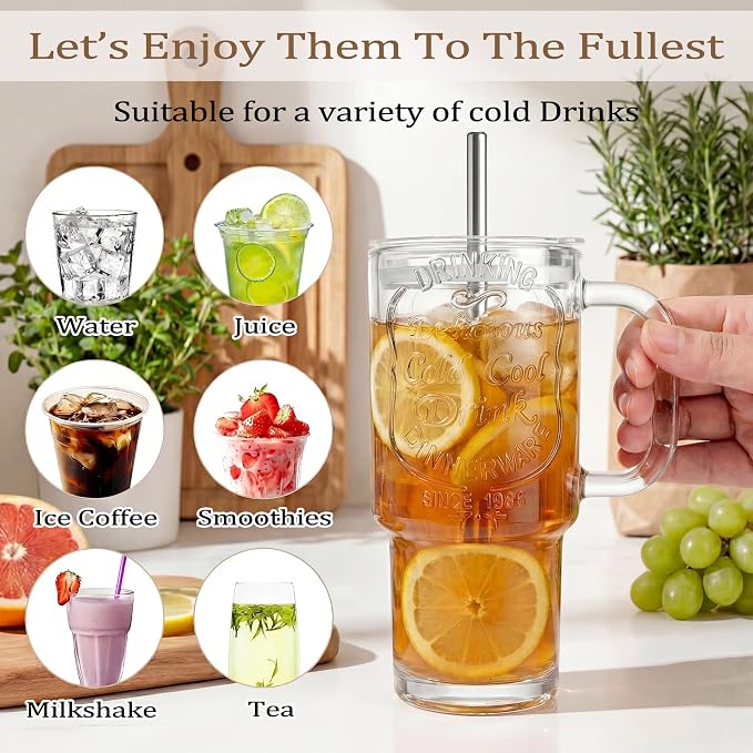 Vintage Premium Embossed Glass Cups - 18oz LeakProof Reusable - Image 6