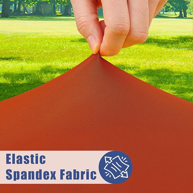 Spandex 4 Foot Rectangle Thanksgiving Table Cloth 2 Pack, Elastic Fitted Tablecloths for Picnic, Stretch Washable Patio Table Cover for Outdoor, Camping, Banquet and Parties (Rust, 30"x48")