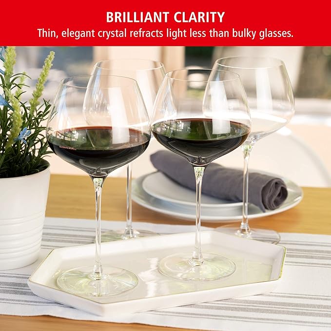 Spiegelau Willsberger Burgundy Wine Glasses, Crystal Clear Red Wine Glasses for Pinot Noir, Elegant Glassware, Wedding Gifts, Birthday Gifts for Women and Men, Home Bar Accessories, 25.6 oz, Set of 4