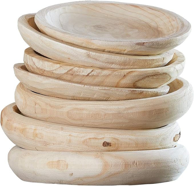 Santa Barbara Design Studio Wood Serving Bowl, Hand Carved Paulownia Wood Fruit - Image 5