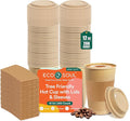 ECO SOUL 200 Pack 12 oz Disposable Coffee Cups with Lids & Sleeves Eco-Friendly, Biodegradable, Compostable, Leak-free & Sturdy To Go Hot Drink Cup for Tea, Chocolate Party Travel Cafe Office & Home