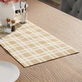 Encasa XO Table Runner, Woven Cotton Dining Runner 13"x36" Franca Beige Checks by EncasaXO