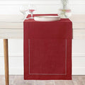D'Moksha Homes Linen Red Table Runner 108 Inches Long - 100% Pure Linen 14 x 108 Inch Table Runner for Valentines, Spring - Classic Hemstitch