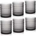 Cocktail Glasses 10 oz Hobnail Drinking Glasses Set of 6, Vintage Glassware, Textured Glass Cups Bubble Glasses Water Glasses Old Fashion Jupiter Glasses Set, Grey