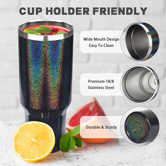 40 oz Tumbler with Lids and Straws, Stainless Steel Insulated Coffee Tumbler - Image 3