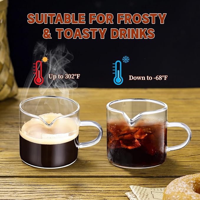 Gulex Espresso Cups Set of 4 Glass Coffee Cups - Image 5
