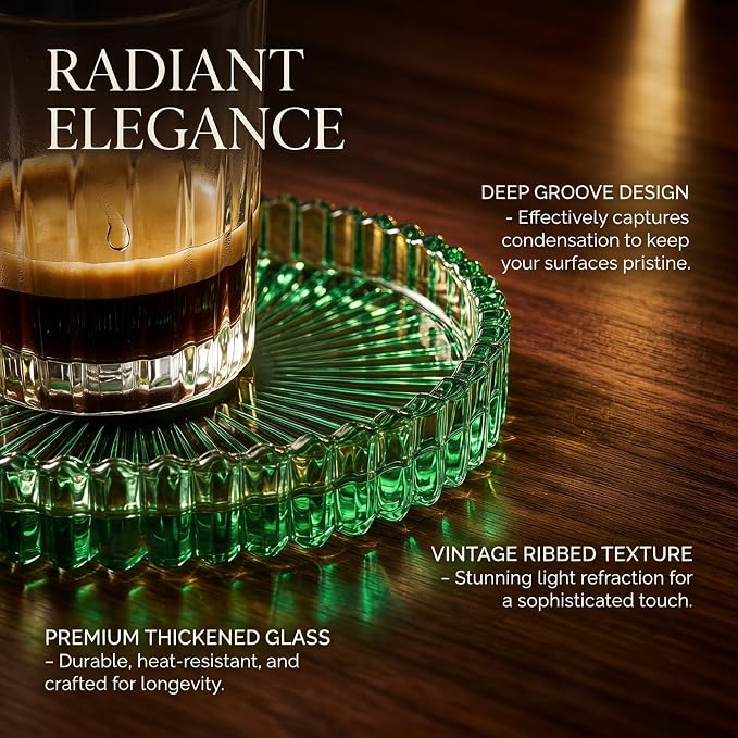 2 Pcs Drink Coasters, Modern Clear Glass Coaster Set, Crystal Coasters Round - Image 4