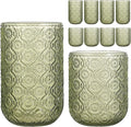 Set of 8 Vintage Embossed Glassware, 4 Highball Glasses 14oz & 4 Rocks Drinking by WeirdUncle