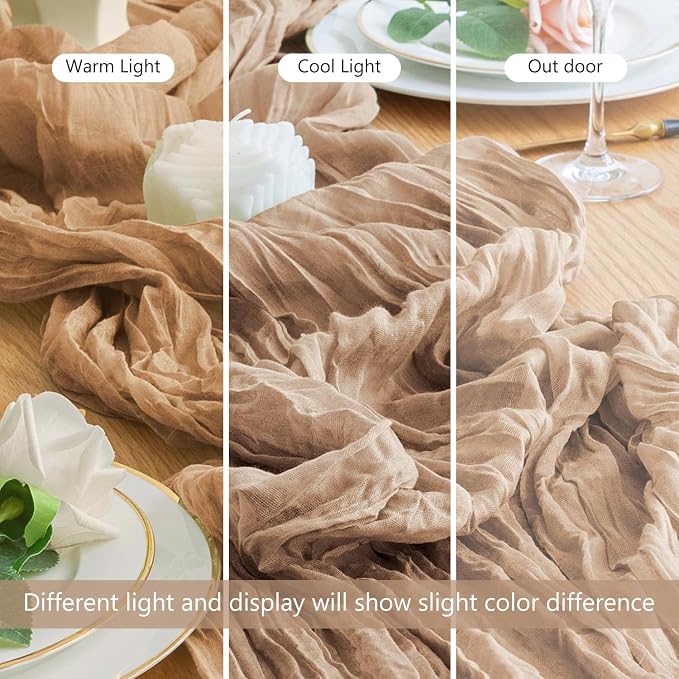 Cheesecloth Table Runner Nude Brown 10FT Boho Gauze, 3 Pack | 120 Inch Cheese - Image 8
