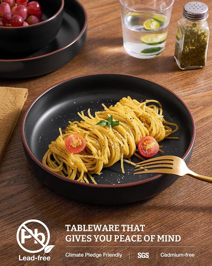famiware Mercury Pasta Bowls Set of 8, 33 oz Large Salad Bowls, Lead-free and - Image 3