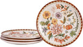 Bico Blooming Moment Salad Plates Set of 4, 8.75 Inch Ceramic Dessert Plates for Salad, Appetizer, Side Dishes, Microwave and Dishwasher Safe, Gift for Housewarming and Thanksgiving