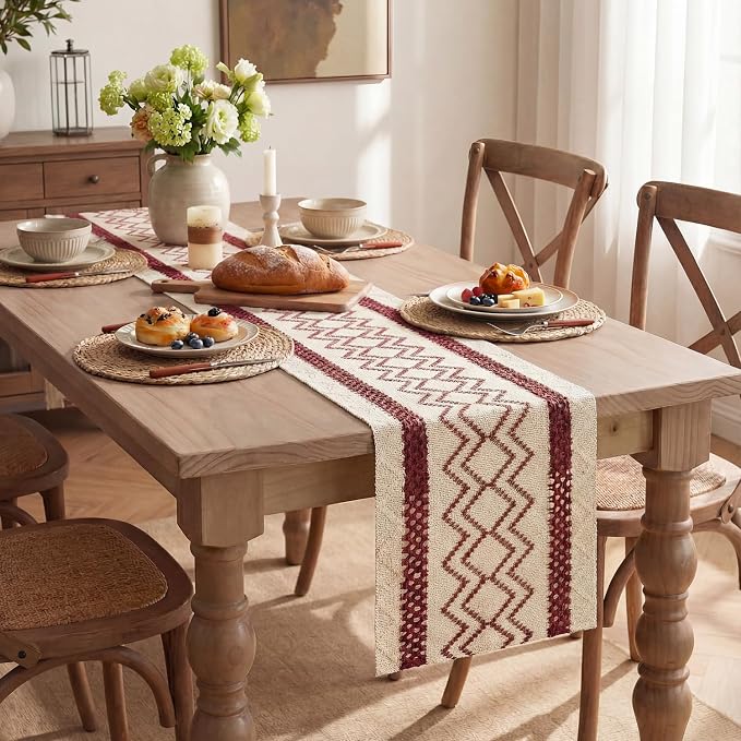 Artoid Mode Red Stripe Diamond Woven Table Runner 12x90 Inch | Holiday - Image 5