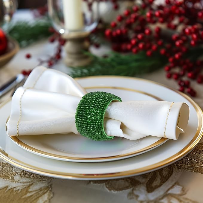 COTTON CRAFT Glitz Handmade Beaded Napkin Rings - Image 4