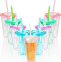 9 Set 16 oz Insulated Plastic Tumbler Double Wall Plastic Cup by Unknown