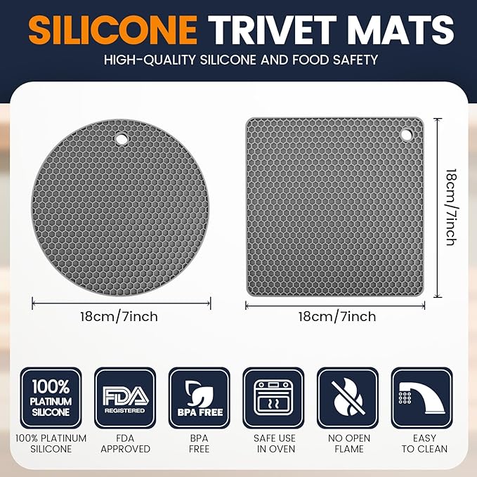 Silicone Trivet Mats 4 Heat Resistant Pot Holders Multipurpose Non-Slip Hot Pads - Image 2