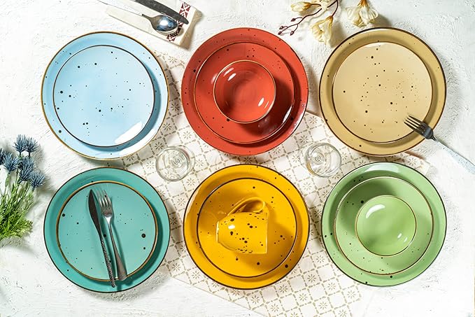 Small Hand Craft Dessert Bowls - 13.5oz, Set of 6 - Microwave, Oven, Dishwasher Safe, Ice Cream, Soup, Snacks, Rice, Cereal, Chili, Side Dishes, Dips, Ideal Gift - Vivid Assorted Color