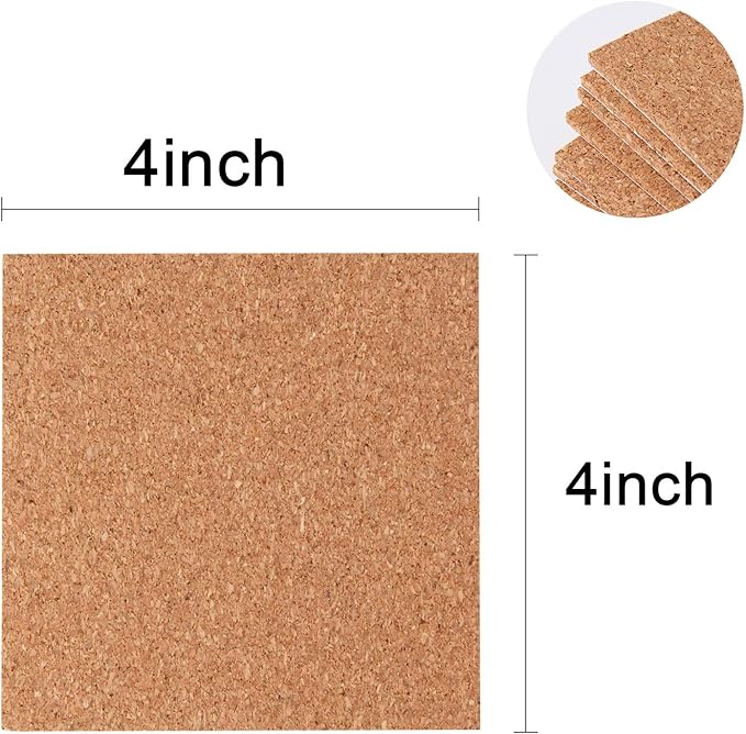 110 Pack Self Adhesive Cork Squares and Round DIY Adhesive Cork Board for Coasters and DIY Crafts