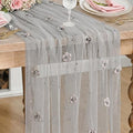 Artoid Mode Gray Flower Pearl Gray Gauze Table Runner 10FT, Seasonal Sheer by ArtoidMode