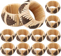 CLEENTABLE Cane Napkin Rings - Elegant Fall Napkin Rings for Table Decoration - Handwoven Natural Rattan Set of 12 Napkin Ring Suitable for Table Decor, Dining, Events, and Everyday Use (Brown)
