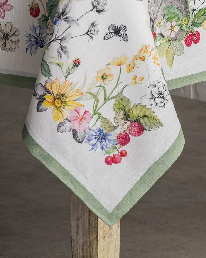 Maison d' Hermine Table Cloth Rectangle Table 100% Cotton 54 x 72 Inches Tablecloth Reusable Decorative for Dining Room Farmhouse Home Valentines Day Decorations Spring Summer - Printemps