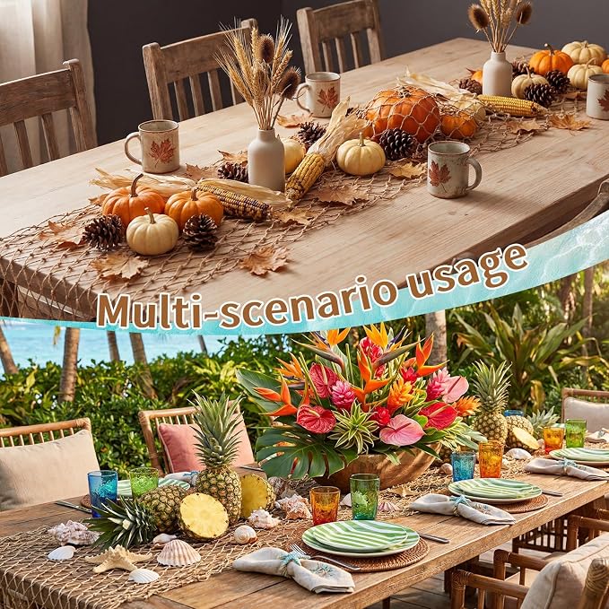 SATINIOR 3 Pcs 12 x 72'' Fishing Net Table Runner Party Decoration, Linen | - Image 5