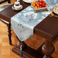 Luxurious Table Runners 98" Long Chenille Jacquard Wedding Decor Baby Blue | by HeMiaor