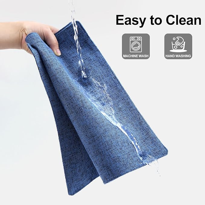 Homaxy Cloths Placemats for Dining Table Set of 4, Heat Resistant Washable Cotton Linen Blend Table Mats, Easy to Clean Place Mats for Indoor Outdoor Party Kitchen Decoration, 13" x 18", Blue