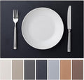 Faux Leather Placemats Set of 12 Vinyl Washable Wipeable Table Mats for Kitchen Dining Table Heat Resistant Waterproof Modern Indoor/Outdoor Placemats Non-Slip Easy Clean Place Mats (Black)