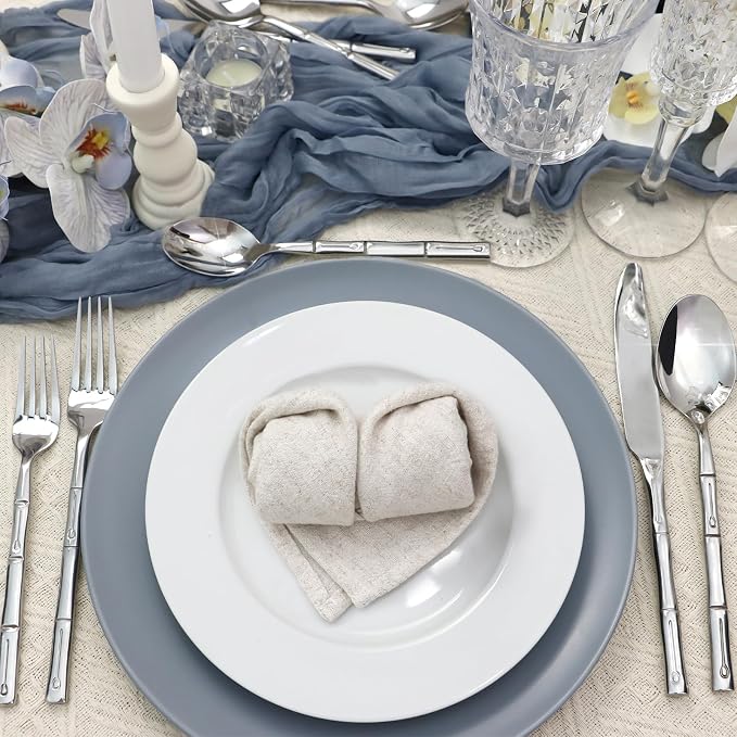 Silverware Set 20-Piece Bamboo Pattern Service - Image 7