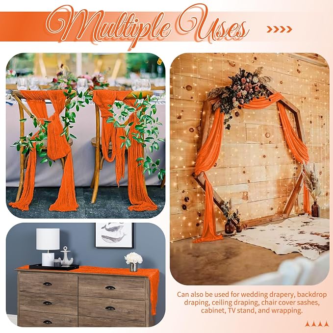 15 Pack Orange Fall Table Runner 17 x 108inch Cheesecloth Table Runner Boho - Image 5