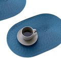 FunWheat Oval Braided Placemats Set of 4 Table Mats for Dining Tables Washable Heat Resistant Place Mats for Indoor Outdoor Use 12 x18 Inch(Oval Blue, 4pcs)