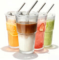4 Packs Ribbed Glass Tumbler by Unknown