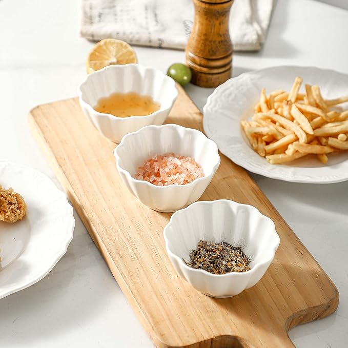 UIBFCWN 20 Pack 4oz Soy Sauce Dishes, Ceramic Dipping Sauce Bowls/Cups, 3.6inch Small Dip Bowls for Ketchup, Soy Sauce, Sushi, Condiments, Side Dishes, Microwave & Dishwasher Safe