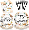 96Pcs Dog Theme 2nd Birthday Party Decorations, Serve 24 | Puppy Paw Print by Greencian
