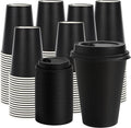 12 oz Paper Coffee Cups with Lids 100 Pack, To Go Cups, by VPACKDUO